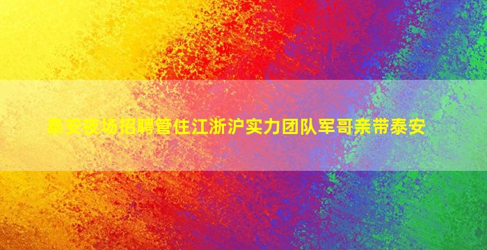 泰安夜场招聘管住江浙沪实力团队军哥亲带泰安
